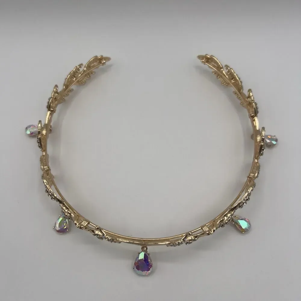 Gold Elf Fairy Tiara with Iridescent Gem & 4 Elf Ears Halloween Cosplay Princess - Picture 7 of 12